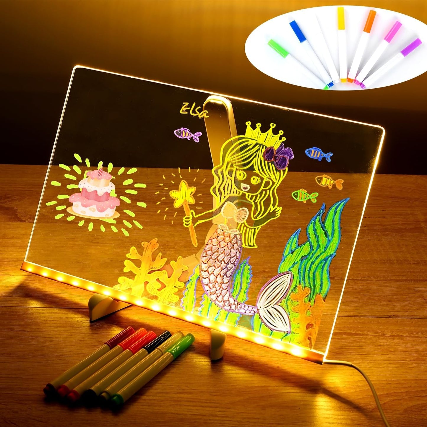 Led Acrylic Message Board with Color Pens 20x30cm