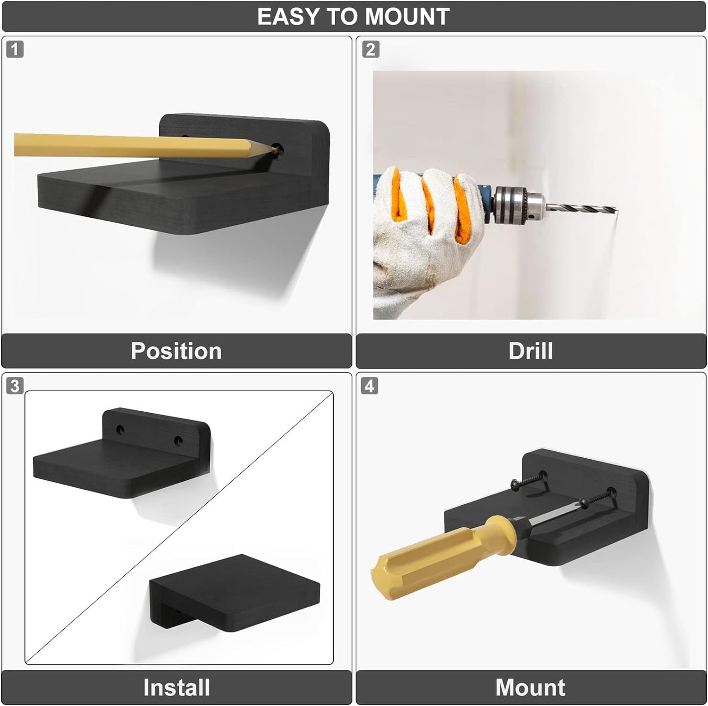 Mini Floating Shelves Wall Mounted Set of 4