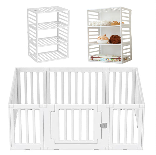 Preorder - 2 in 1 Convertible Baby Playpen 10 pieces & Storage Rack
