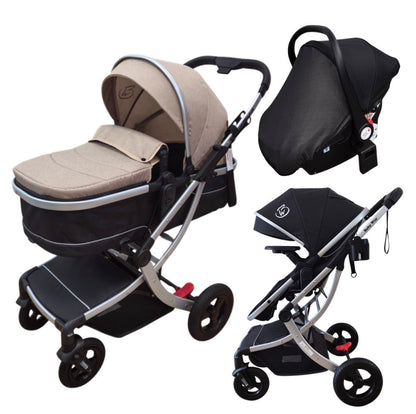 Preorder - Legacy Travel System - Stroller + Bassinet + Capsule with Mattress and Food Tray - Beige Skin