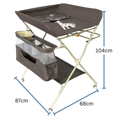 Foldable Baby Changing Table with Storage, Water Basin & Clothes Line