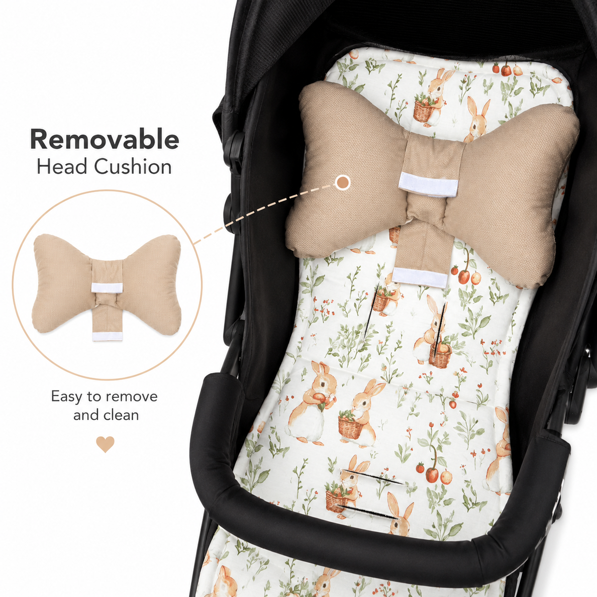 Baby Stroller & Bassinet Comfort Liner with Removable Head Cushion