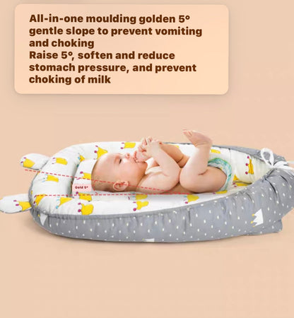 Reversible Baby Lounger with Pillow – Adjustable Portable Baby Bed & Bassinet