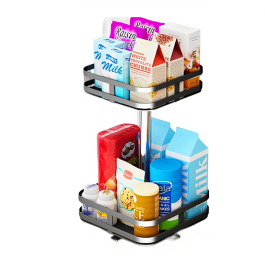 2 Tier Lazy Susan Rotating Spice Rack Kitchen Organiser Shelf
