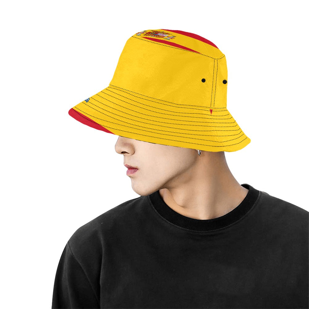 Men's Spain Flag Bucket Hat - Stylish Cotton Twill Summer Hat