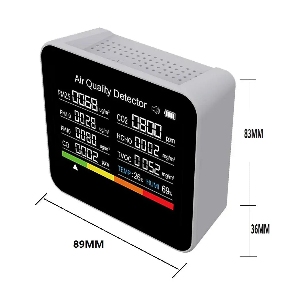9-in-1 Air Quality Monitor with CO₂, PM & Temperature Sensors
