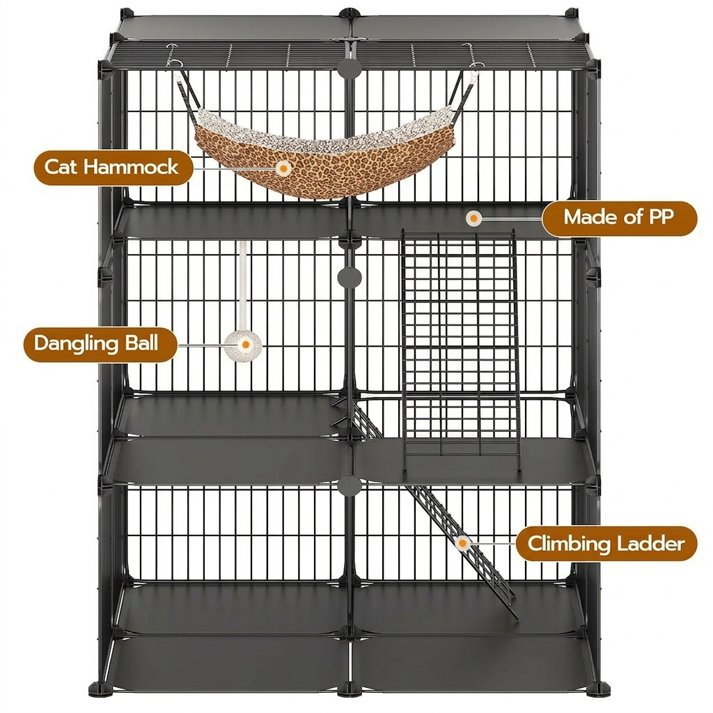 DIY 3-Tier Cat Pet Cage – Multi-Level Play & Rest Space