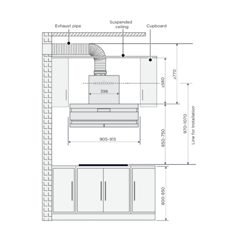 Midea T-Shape Rangehood - Steam Wash 90J05-ET23