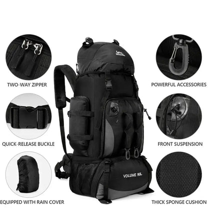 90L Waterproof Hiking & Camping Backpack (various colours available)