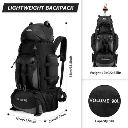 90L Waterproof Hiking & Camping Backpack (various colours available)
