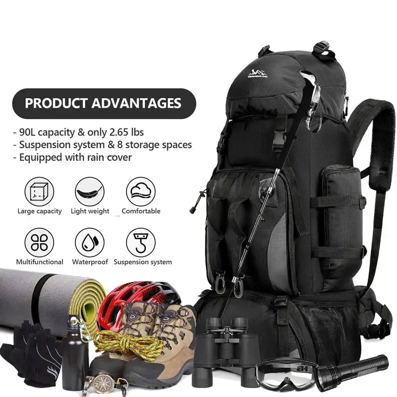 90L Waterproof Hiking & Camping Backpack (various colours available)