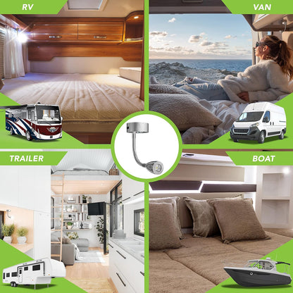 Warm White Touch Switch USB LED Spot Reading Light Caravan Boat Interior Lamp 12V - salelink.co.nz