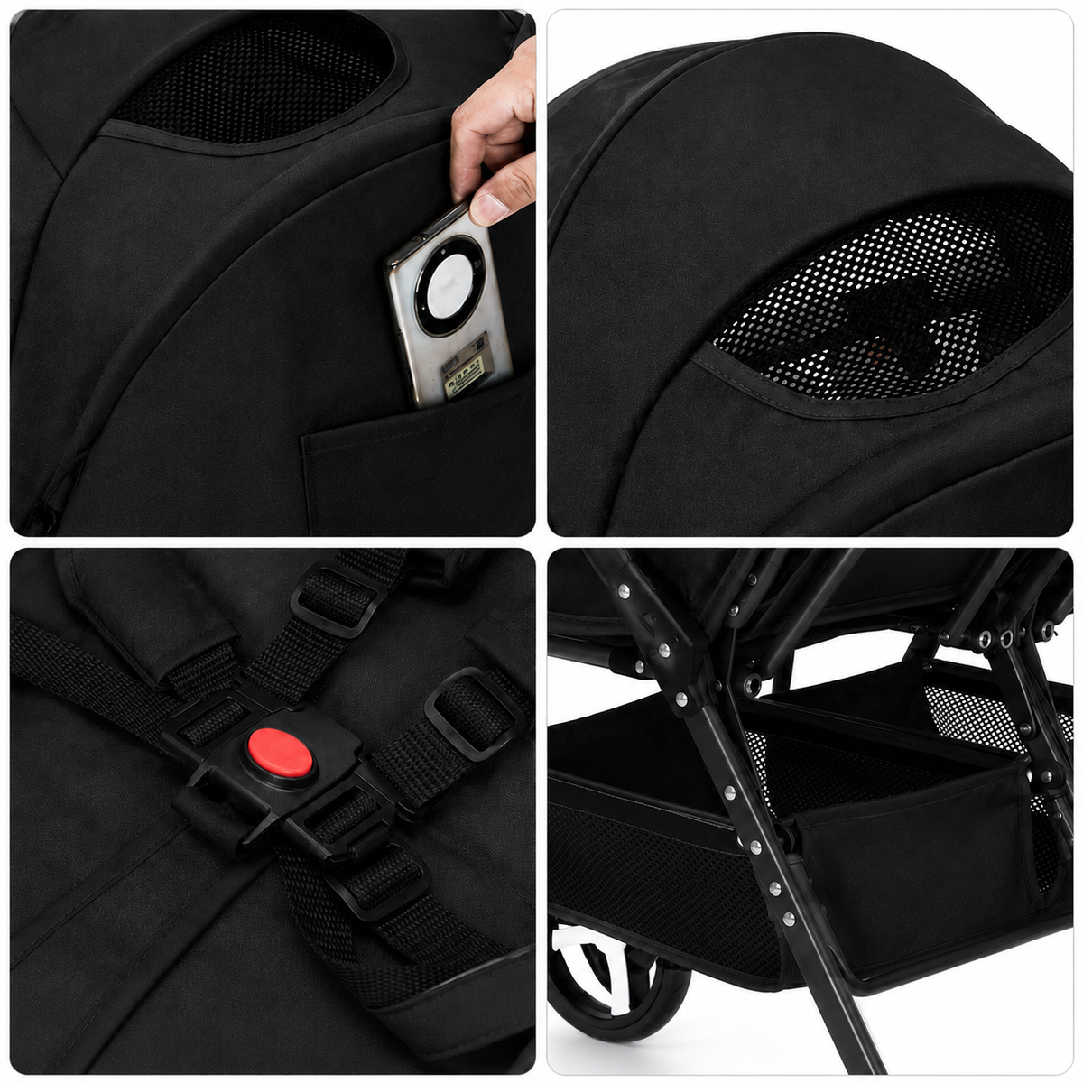 Preorder - TwinGo Black 2-Way Folding Compact Double / Twin Stroller + Rain Cover