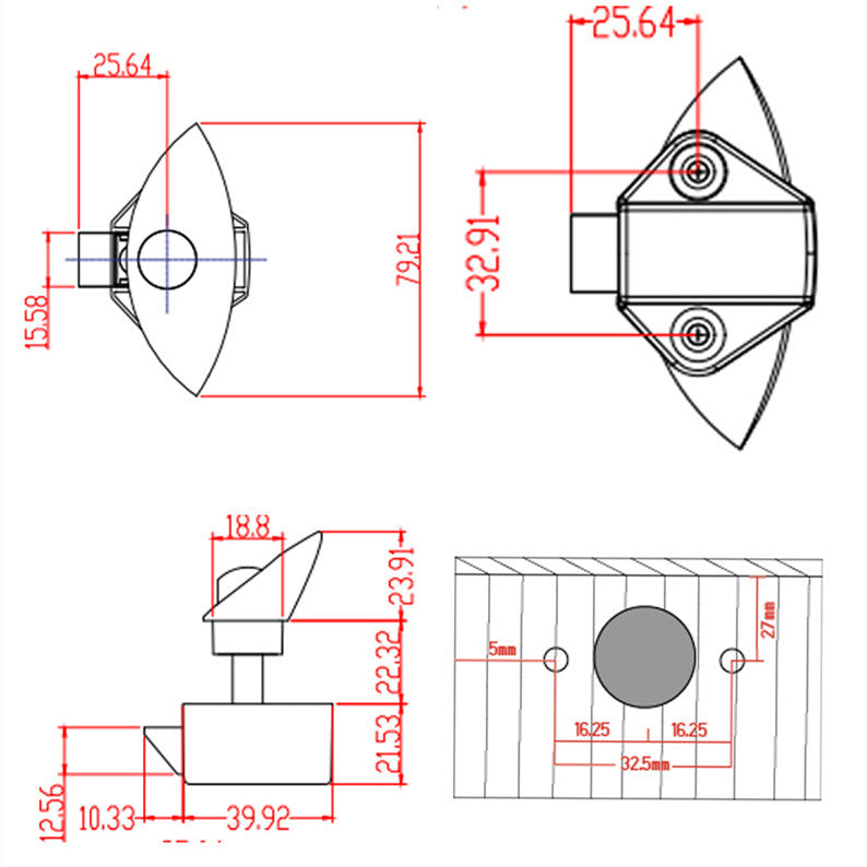 Handle Caravan RV Cupboard/Drawer Zinc Alloy Push Lock Latch Knob - salelink.co.nz