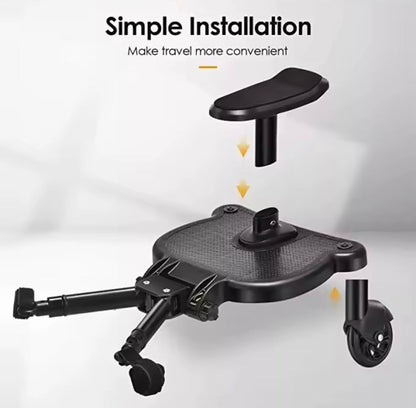 Universal Stroller Ride-On Board with Seat and Strap Holder
