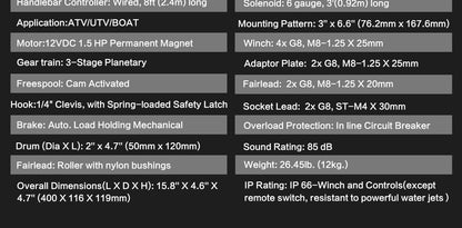 X-BULL 5000LBS/2268KGS Electric Winch Synthetic Rope Wireless Roof Rack UTV 12V