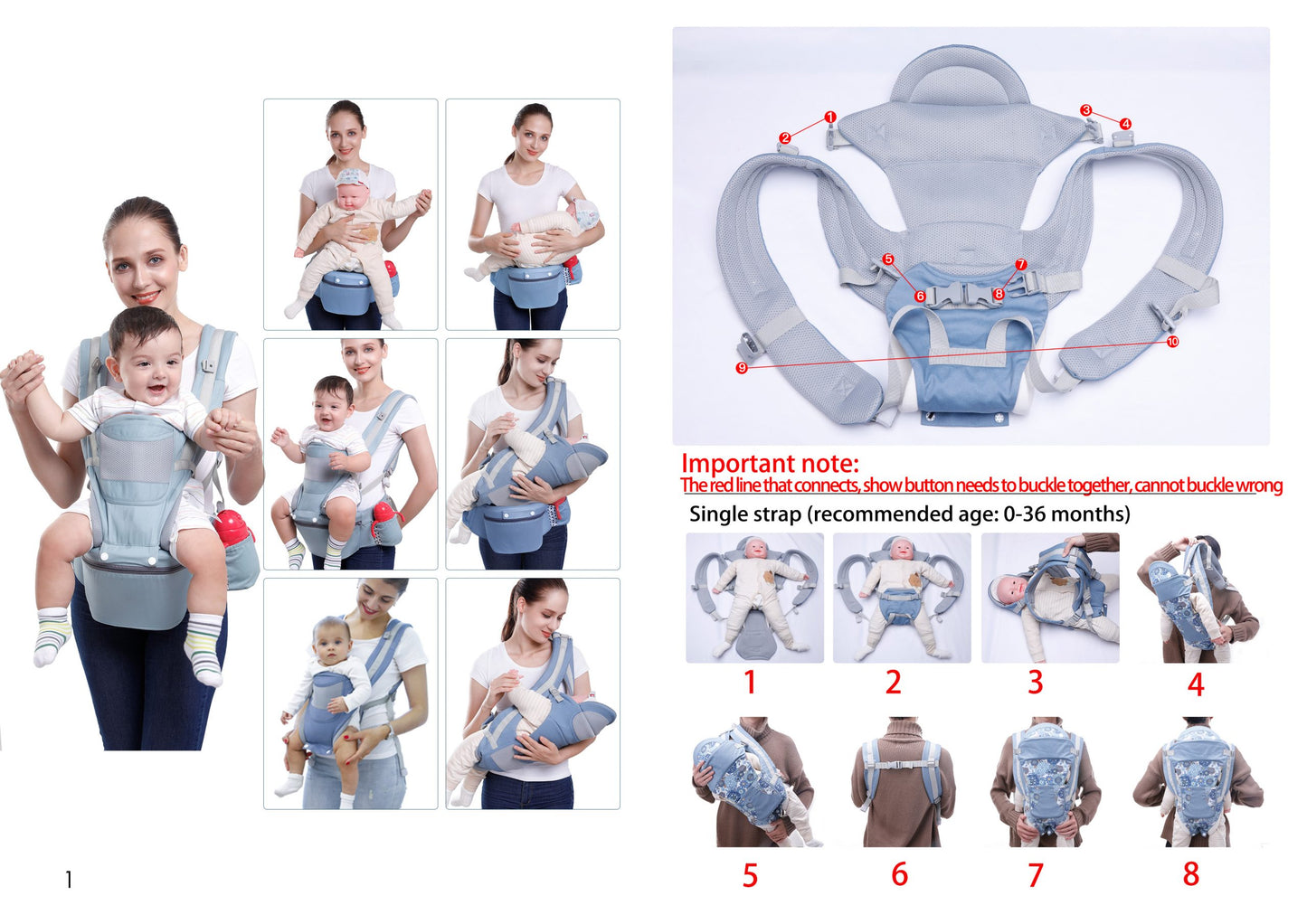 3 IN 1 BABY CARRIER HIPSEAT DARK BLUE