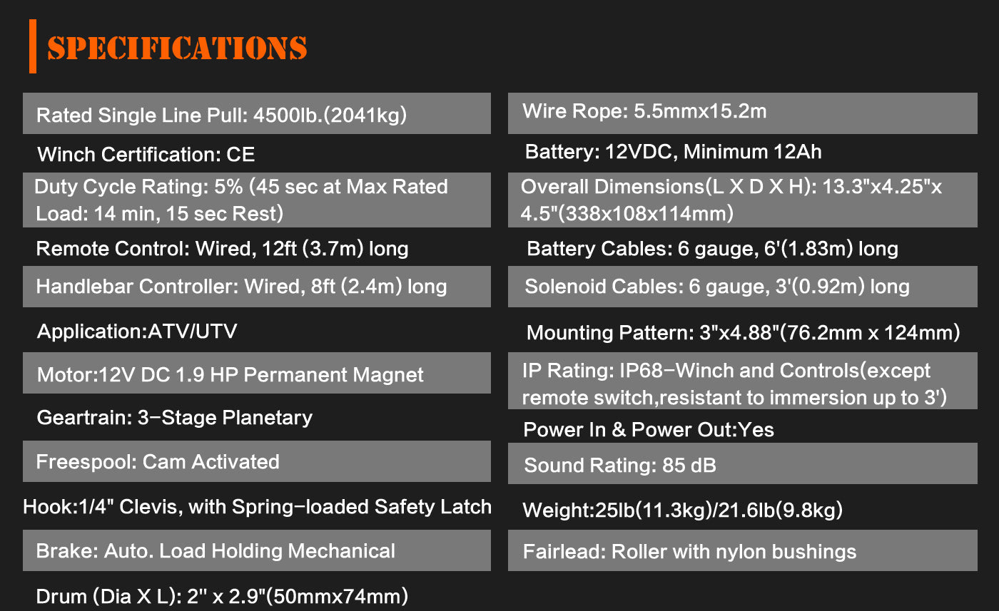 X-BULL Electric Winch 4500LBS/2041kg 12V Synthetic Rope Wireless Remotes ATV UTV Electric Winch