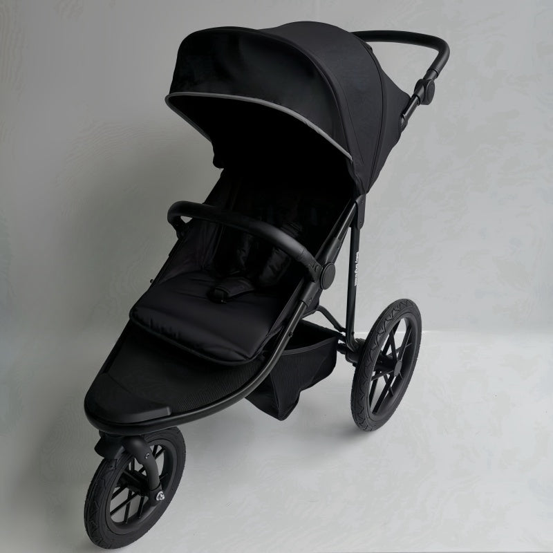Newborn Pram – EasyGo 2+ Three Wheel Stroller with Car Seat (Black)