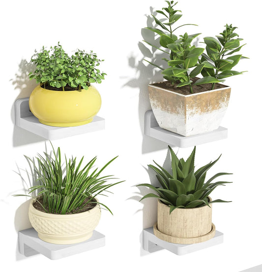 Mini Floating Shelves Wall Mounted Set of 4 White