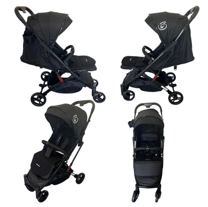 Mico Compact Folding Travel Stroller with Cup Holder and Extra Liner - BLACK