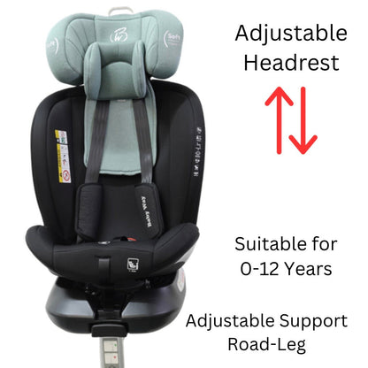 Preorder - SafeOrbit Mint i-Size 360 Rotating and Convertible Car Seat with ISOFIX and Support Leg