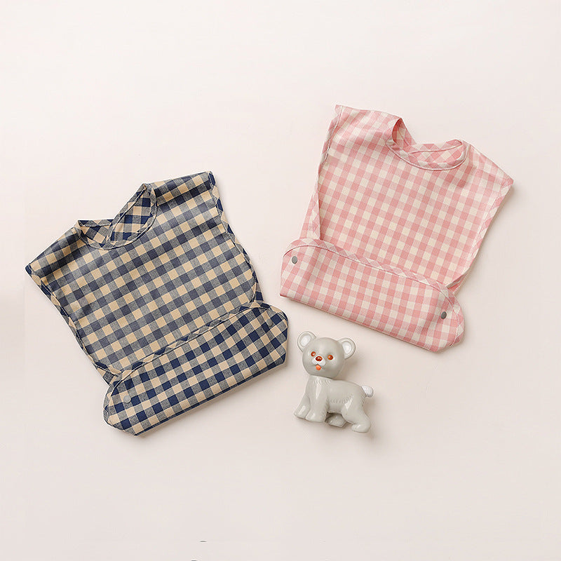 Plaid Waterproof Cotton Bib for Infants and Kids