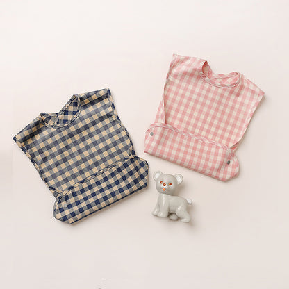 Plaid Waterproof Cotton Bib for Infants and Kids