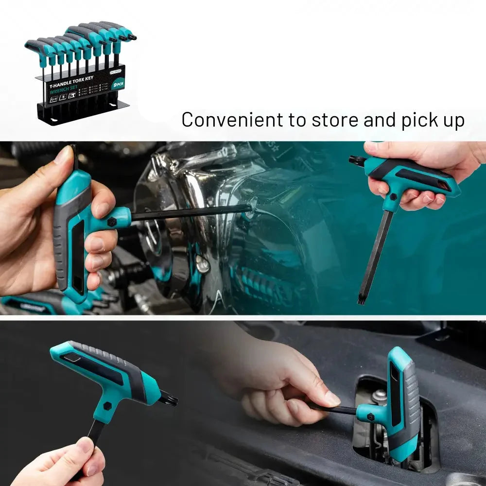 9 Piece T-Handle Torx Wrench Set T10–T50 Two-Tip Star Wrenches