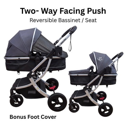 Preorder - Legacy Travel System - Stroller + Bassinet + Capsule with Mattress and Food Tray - Grey Skin