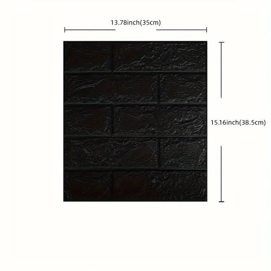 Black Brick Pattern Self-Adhesive Wallpaper (40 Pcs)
