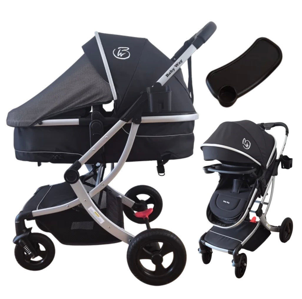 Starla Silver with Beige Colour Pack – 2-in-1 Bassinet to Seat Stroller + Food Tray