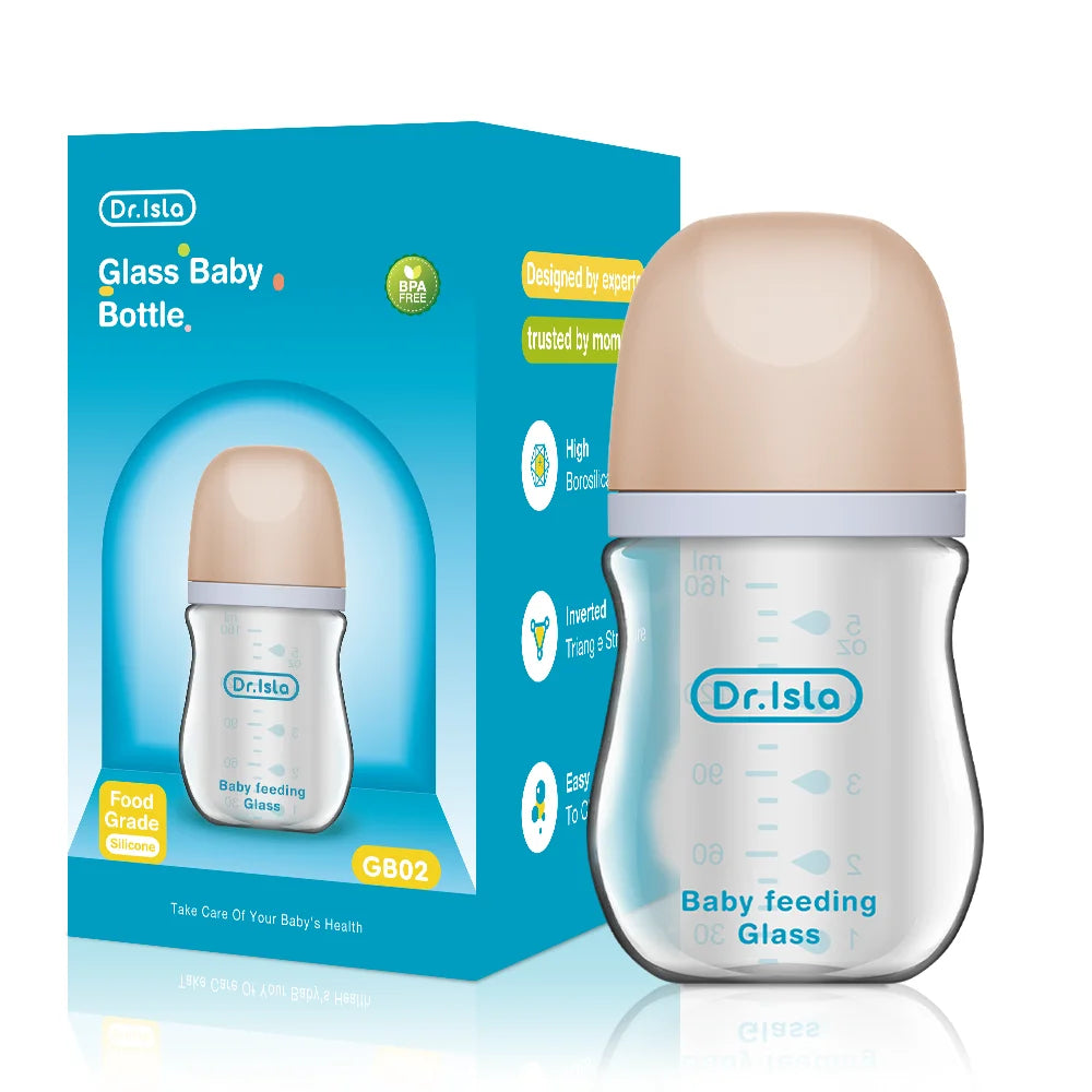 Glass Baby Feeding Bottle – Anti-Colic BPA-Free (90ml / 160ml)