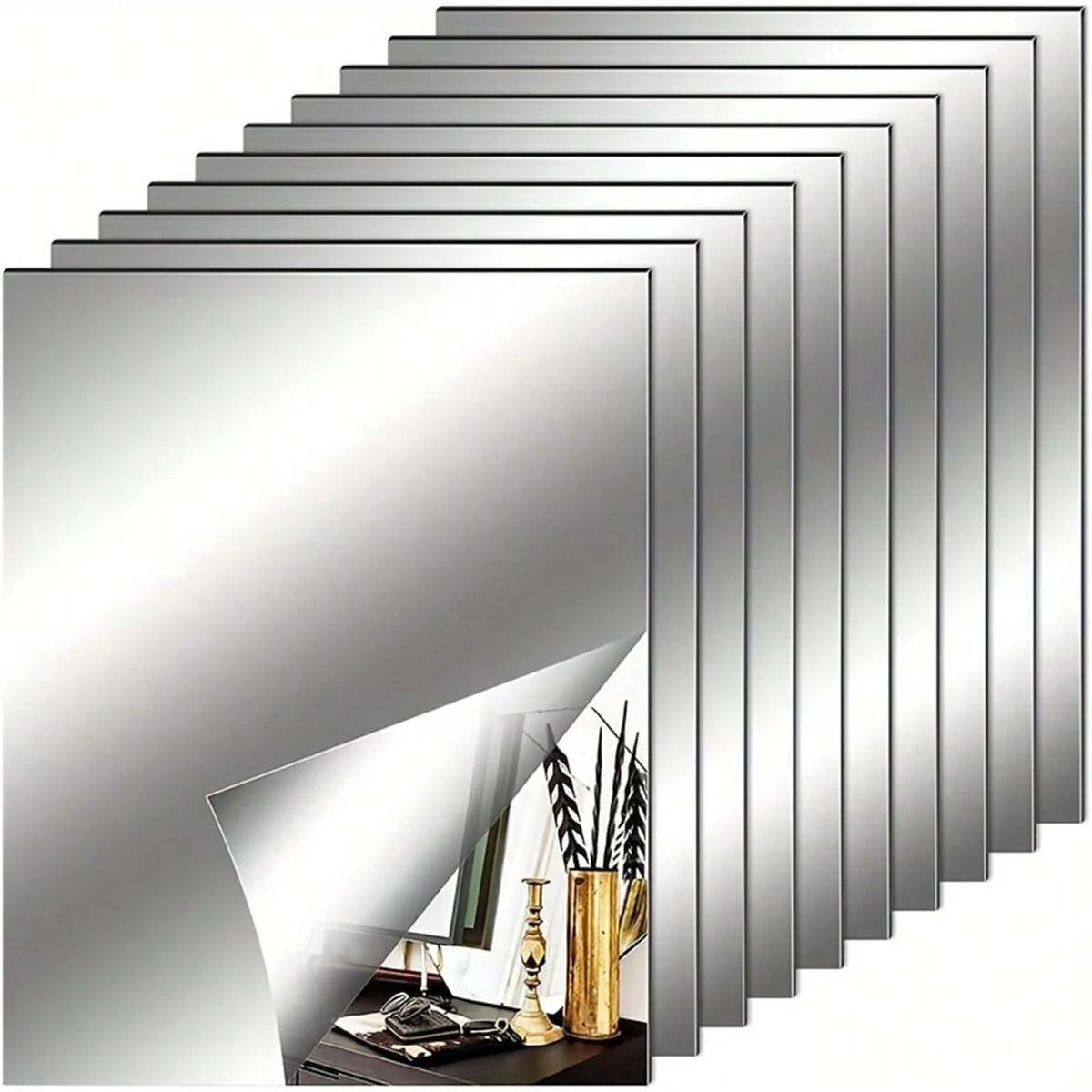 Acrylic Mirror Wall Stickers Set (6/10pcs) – Self-Adhesive DIY Décor Tiles