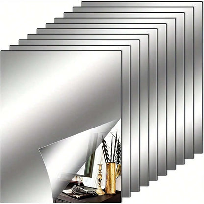 Acrylic Mirror Wall Stickers Set (6/10pcs) – Self-Adhesive DIY Décor Tiles