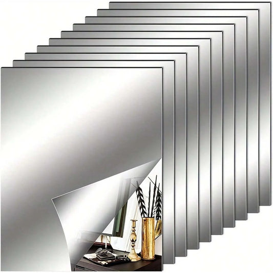 Acrylic Mirror Wall Stickers Set (6/10pcs) – Self-Adhesive DIY Décor Tiles