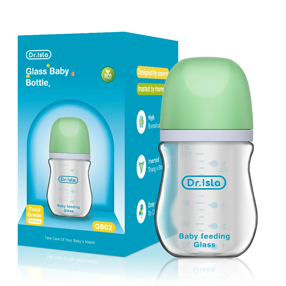 Glass Baby Feeding Bottle – Anti-Colic BPA-Free (90ml / 160ml)