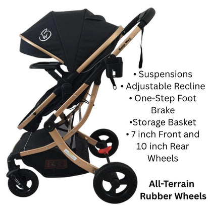 Starla Gold with Pink Colour Pack - 2-in-1 Bassinet to Seat Stroller + Food Tray