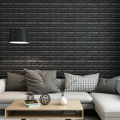 Black Brick Pattern Self-Adhesive Wallpaper (40 Pcs)