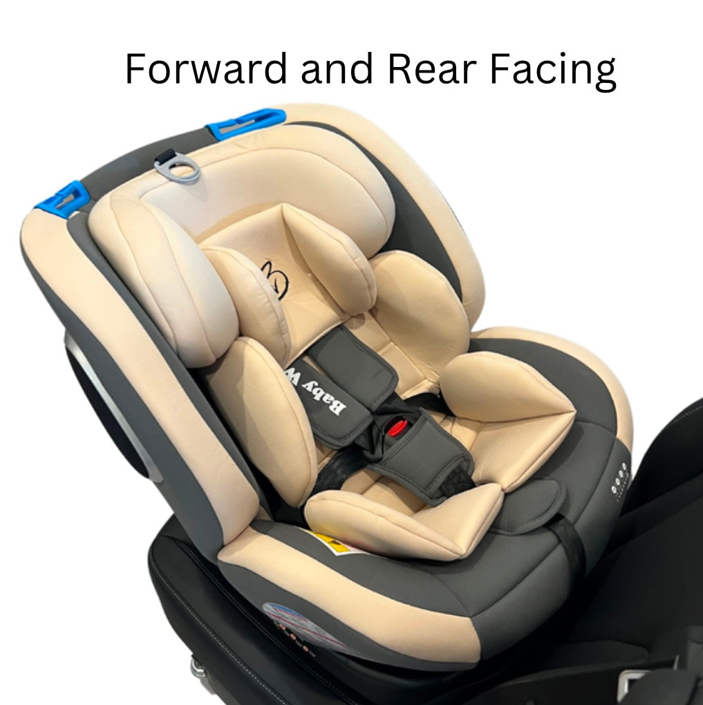 SafeHalo 360 Rotating and Convertible Car Seat with ISOFIX for All Ages - KHAKI