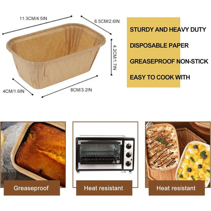50-Pack Mini Rectangular Paper Baking Moulds – Disposable Non-Stick Loaf & Cake Cases