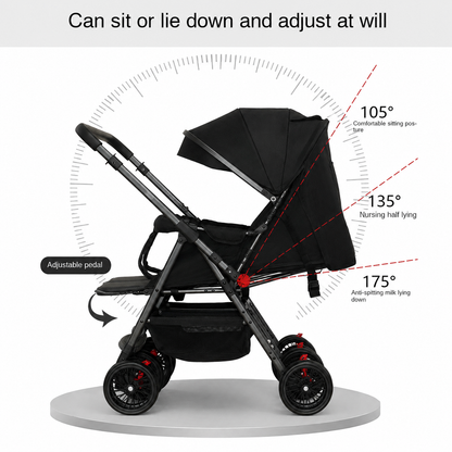 Preorder - TwinGo Black 2-Way Folding Compact Double / Twin Stroller + Rain Cover