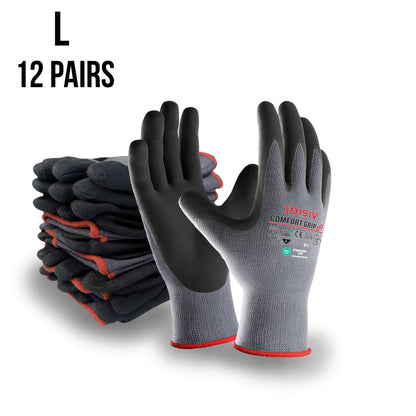 6/12 Pairs Heavy-Duty Nitrile Coated Work Gloves – Non-Slip Gardening & Construction Gloves