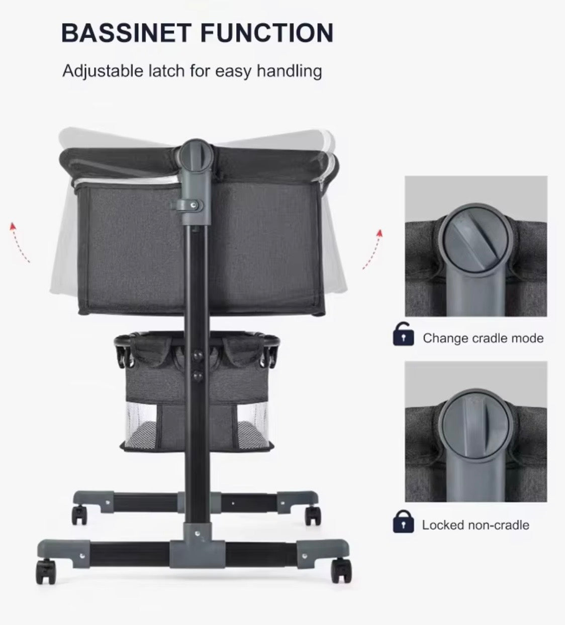 Preorder - Lucca Baby Bassinet Cradle Co-Sleeper Bed with Canopy and Storage Basket