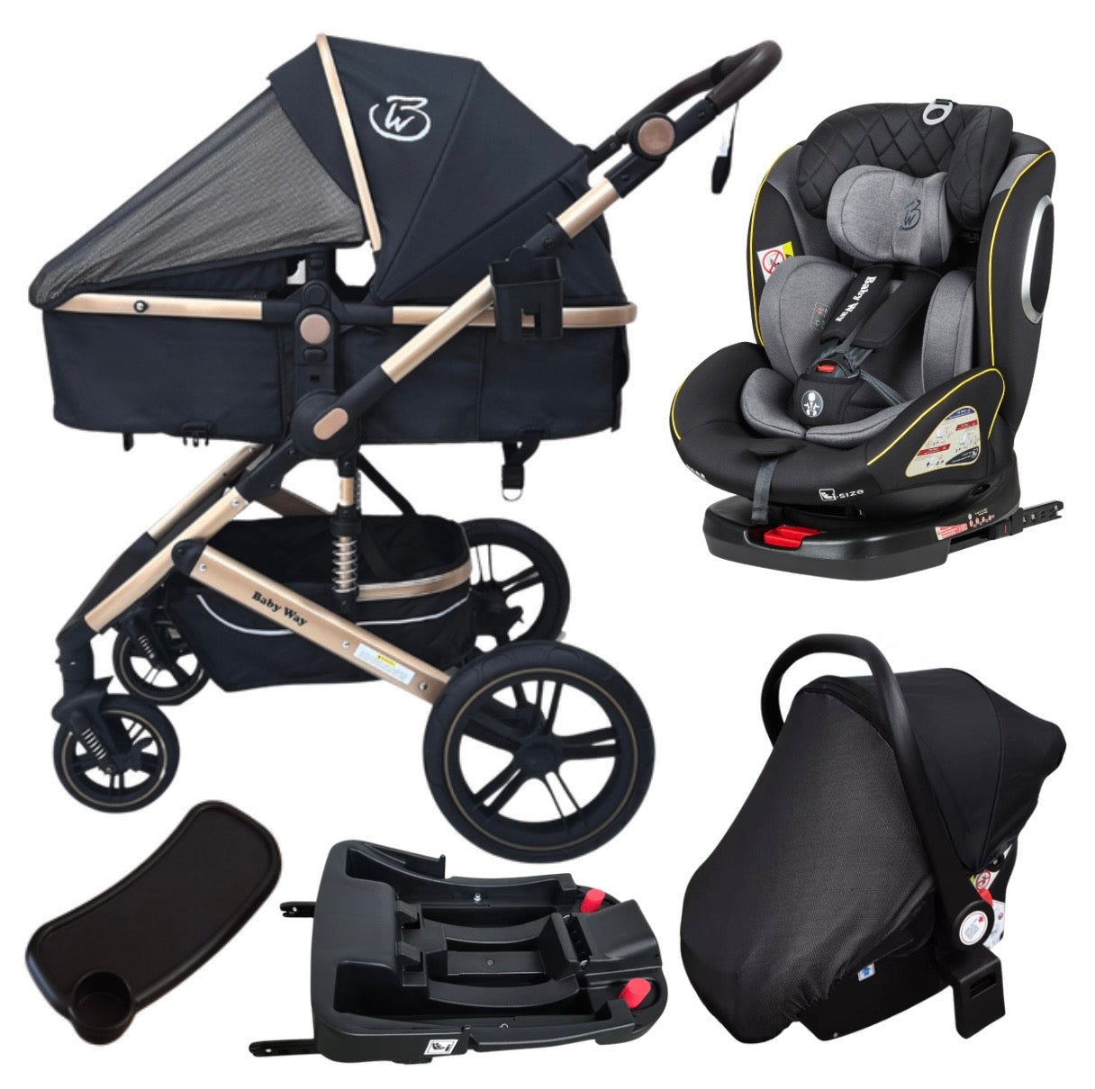 Preorder - Supra Gold Bundle - 4in1 Stroller Buggy + Bassinet + Capsule with ISOFIX Base Combo with 360 GoldSpin Rotating Convertible Car Seat