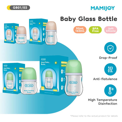 Glass Baby Feeding Bottle – Anti-Colic BPA-Free (90ml / 160ml)