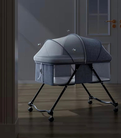 Preorder - Luna Portable Compact Folding Baby Bassinet with Canopy and Locking Wheels