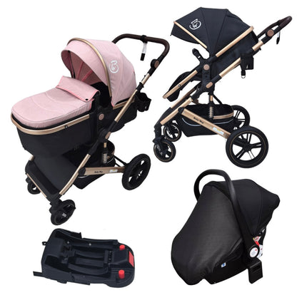 Preorder - Supra 3-in-1 Travel System – Stroller + Bassinet + Capsule Car Seat and Mattress - Black Gold + Colour Options