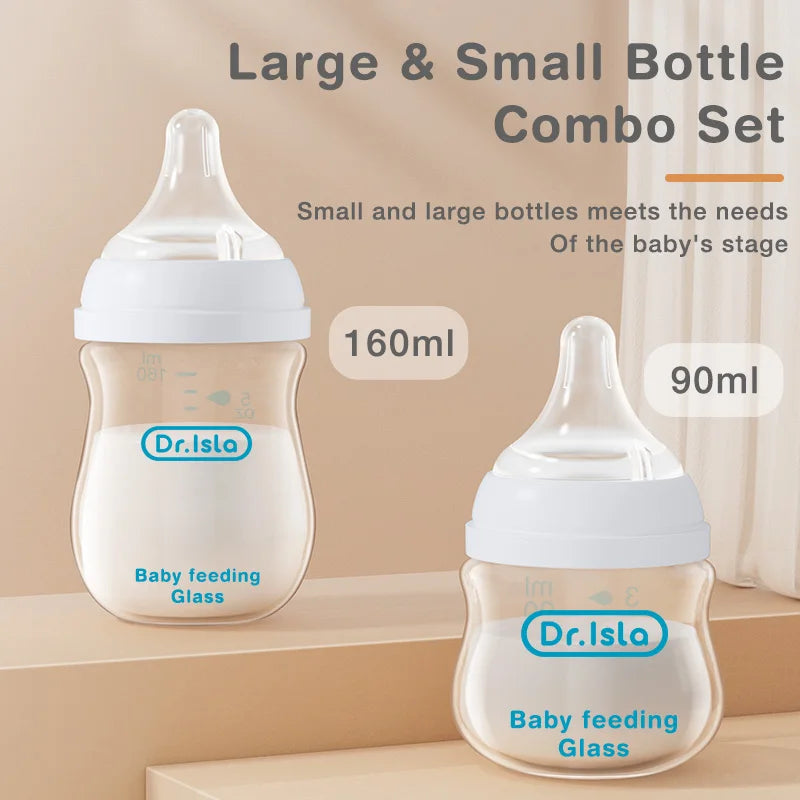 Glass Baby Feeding Bottle – Anti-Colic BPA-Free (90ml / 160ml)