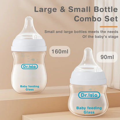 Glass Baby Feeding Bottle – Anti-Colic BPA-Free (90ml / 160ml)